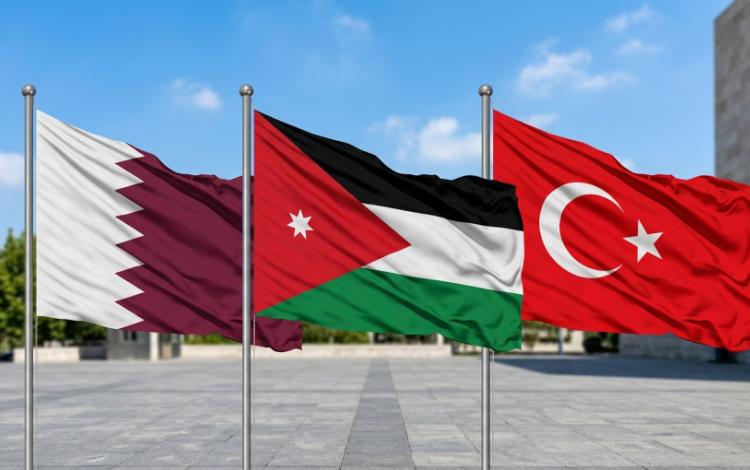 أعلام الأردن وقطر وتركيا