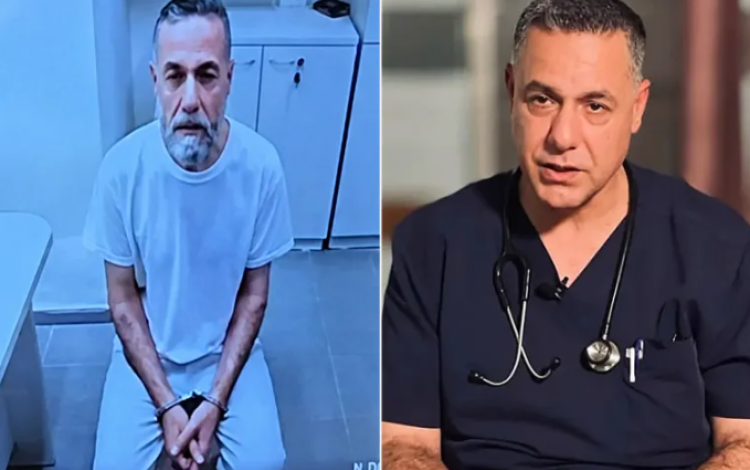 الطبيب الفلسطيني حسام أبو صفية قبل اعتقاله (يمين) وبعد تعرضه للاعتقال وتدهور حالته الصحية (يسار) | الجزيرة