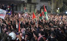 من التظاهرات بالقرب من سفارة الاحتلال الإسرائيلي في الرابية احتجاجا على الإبادة الجماعية في غزة آذار 2024