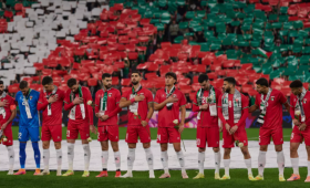 لاعبو منتخب فلسطين قبل المباراة الودية أمام منتخب إقليم الباسك، في بلباو بإسبانيا 15/11/2025 | أسوشييتد برس