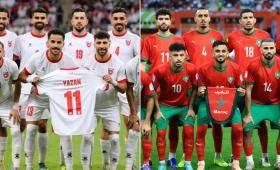 المنتخب المغربي (يمين) والمنتخب الأردني (يسار)