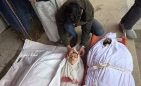 تشييع جثامين شهداء عائلة عياش بعد استهدافهم من الاحتلال في منطقة السوارحة بمخيم النصيرات وسط غزة 15/3/2026